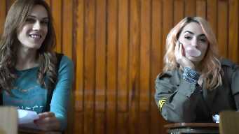 A female stranger arrives in town