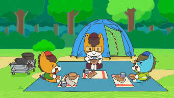 Go camping! / Who do you play with? / Let's go to the hot spring